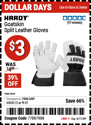 www.hfqpdb.com - HARDY GOATSKIN SPLIT LEATHER GLOVES Lot No. 70259