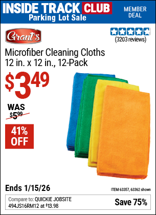 www.hfqpdb.com - GRANT'S MICROFIBER CLEANING CLOTHS 12 IN. X 12 IN., 12-PACK Lot No. 63362/63357