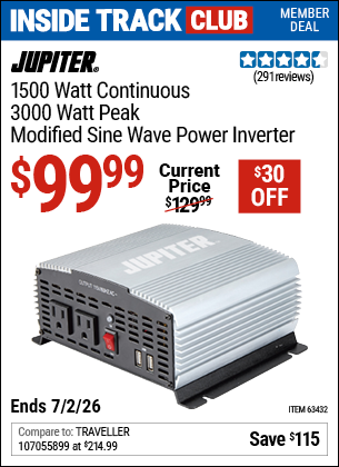 www.hfqpdb.com - JUPITER 1500 WATT CONTINUOUS/3000 WATT PEAK MODIFIED SINE WAVE POWER INVERTER Lot No. 63432/57354