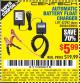 Harbor Freight Coupon AUTOMATIC BATTERY FLOAT CHARGER Lot No. 64284/42292/69594/69955 Expired: 10/1/15 - $5.99