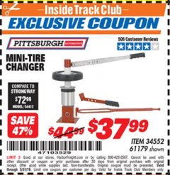Harbor Freight ITC Coupon TIRE CHANGER Lot No. 34552/61179 Expired: 5/31/19 - $37.99