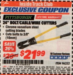 Harbor Freight ITC Coupon 24" BOLT/CABLE/WIRE CUTTERS Lot No. 96252 Expired: 7/31/19 - $21.99