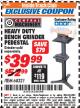 Harbor Freight ITC Coupon CENTRAL MACHINERY BENCH GRINDER PEDESTAL Lot No. 68321 Expired: 12/31/17 - $39.99