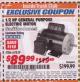 Harbor Freight ITC Coupon 1/2 HP GENERAL PURPOSE ELECTRIC MOTOR Lot No. 67839 Expired: 5/31/17 - $89.99