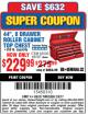 Harbor Freight Coupon 44" 8 DRAWER TOP TOOL CHEST Lot No. 62500/68787/69398 Expired: 2/6/17 - $229.99
