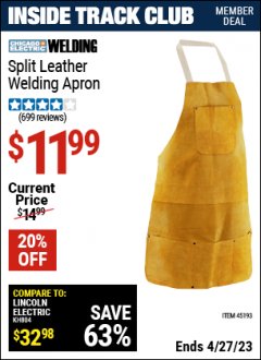 Harbor Freight ITC Coupon 14" LEATHER WELDING GLOVES 3 PAIR Lot No. 488/62196 Expired: 4/27/23 - $11.99