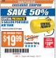 Harbor Freight ITC Coupon 5 GALLON PORTABLE STEEL AIR TANK Lot No. 65594/69716 Expired: 11/21/17 - $19.99