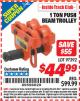 Harbor Freight ITC Coupon 1 TON PUSH BEAM TROLLEY Lot No. 97392 Expired: 6/30/15 - $44.99