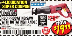 Harbor Freight Coupon RECIPROCATING SAW WITH ROTATING HANDLE Lot No. 65570/61884/62370 Expired: 5/31/19 - $19.99