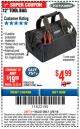Harbor Freight ITC Coupon 12" TOOL BAG Lot No. 61467/62163/62349 Expired: 3/8/18 - $4.99