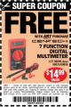 Harbor Freight FREE Coupon 7 FUNCTION DIGITAL MULTIMETER Lot No. 30756 Expired: 9/1/15 - FWP