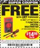 Harbor Freight FREE Coupon 7 FUNCTION DIGITAL MULTIMETER Lot No. 30756 Expired: 1/25/16 - FWP
