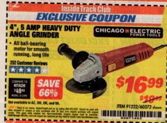 Harbor Freight ITC Coupon 4" HEAVY DUTY ANGLE GRINDER Lot No. 60373/91222 Expired: 7/31/19 - $16.99