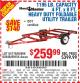Harbor Freight Coupon 1195 LB. CAPACITY 4 FT. x 8 FT. HEAVY DUTY FOLDABLE UTILITY TRAILER Lot No. 62170/62648/62666/90154 Expired: 10/1/15 - $259.99