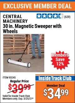 Harbor Freight ITC Coupon 30" MAGNETIC SWEEPER WITH WHEELS Lot No. 93245 Expired: 3/25/21 - $34.99