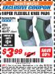 Harbor Freight ITC Coupon SUPER FLEXIBLE KNEE PADS Lot No. 46697/60737 Expired: 11/30/17 - $3.99