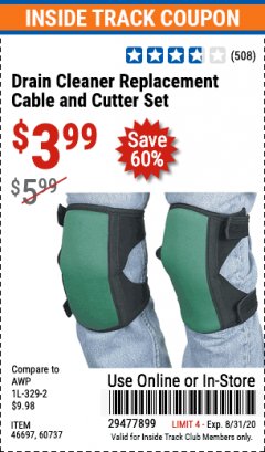 Harbor Freight ITC Coupon SUPER FLEXIBLE KNEE PADS Lot No. 46697/60737 Expired: 8/31/20 - $3.99