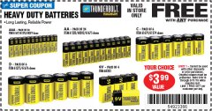 Harbor Freight FREE Coupon C D 9V HEAVY DUTY BATTERIES Lot No. 68384/61274/61679/68381/61275/61676/68383 Expired: 8/11/19 - FWP