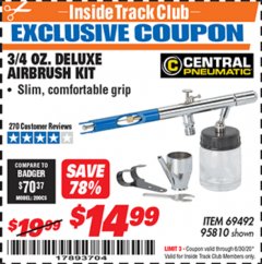 Harbor Freight ITC Coupon 3/4 OZ. DELUXE AIRBRUSH KIT Lot No. 69492/95810 Expired: 6/30/20 - $14.99