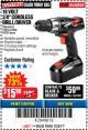 Harbor Freight Coupon 18 VOLT CORDLESS 3/8" DRILL/DRIVER WITH KEYLESS CHUCK Lot No. 68239/69651/62868/62873 Expired: 12/3/17 - $15.99