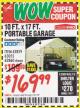 Harbor Freight Coupon COVERPRO 10 FT. X 17 FT. PORTABLE GARAGE Lot No. 62859, 63055, 62860 Expired: 1/31/18 - $169.99