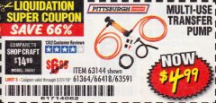 Harbor Freight Coupon MULTI-USE TRANSFER PUMP Lot No. 63144/63591/61364/62961/66418 Expired: 5/31/19 - $4.99