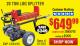Harbor Freight Coupon 20 TON GAS ENGINE LOG SPLITTER Lot No. 61594 Expired: 12/31/15 - $649.99