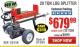 Harbor Freight Coupon 20 TON GAS ENGINE LOG SPLITTER Lot No. 61594 Expired: 1/31/16 - $679.99