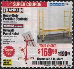 Harbor Freight Coupon 150 LB. CAPACITY DRYWALL/PANEL HOIST Lot No. 62484/69377 Expired: 7/5/20 - $169.99