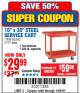 Harbor Freight Coupon 16" x 30" TWO SHELF STEEL SERVICE CART Lot No. 5107/60390 Expired: 1/29/18 - $29.99