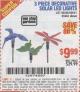 Harbor Freight Coupon 3 PIECE DECORATIVE SOLAR LED LIGHTS Lot No. 95588/69462/60561 Expired: 1/1/16 - $9.99