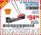 Harbor Freight Coupon 10 TON HYDRAULIC LOG SPLITTER Lot No. 62291/39981/67090 Expired: 10/5/15 - $94.99