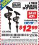 Harbor Freight ITC Coupon 2 PIECE SOLAR LED SPOT LIGHTS Lot No. 60562 Expired: 1/31/16 - $12.99