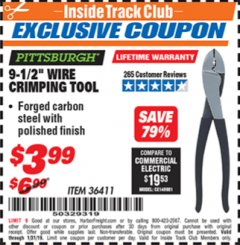 Harbor Freight ITC Coupon 9-1/2" WIRE CRIMPING TOOL Lot No. 36411 Expired: 1/31/19 - $3.99