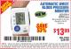 Harbor Freight Coupon AUTOMATIC WRIST BLOOD PRESSURE MONITOR Lot No. 67212/62220 Expired: 9/20/15 - $13.99