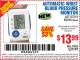 Harbor Freight Coupon AUTOMATIC WRIST BLOOD PRESSURE MONITOR Lot No. 67212/62220 Expired: 10/3/15 - $13.99