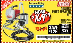 Harbor Freight Coupon AIRLESS PAINT SPRAYER KIT Lot No. 62915/60600 Expired: 3/30/19 - $169.99