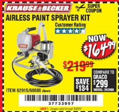 Harbor Freight Coupon AIRLESS PAINT SPRAYER KIT Lot No. 62915/60600 Expired: 6/30/20 - $164.99