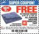 Harbor Freight FREE Coupon HFT 5 FT. 6 IN. X 7 FT. 6 IN. BLUE ALL-PURPOSE WEATHER-RESISTANT TARP Lot No. 953/69210 Expired: 3/24/15 - NPR