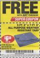 Harbor Freight FREE Coupon HFT 5 FT. 6 IN. X 7 FT. 6 IN. BLUE ALL-PURPOSE WEATHER-RESISTANT TARP Lot No. 953/69210 Expired: 8/5/17 - FWP