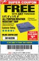 Harbor Freight FREE Coupon HFT 5 FT. 6 IN. X 7 FT. 6 IN. BLUE ALL-PURPOSE WEATHER-RESISTANT TARP Lot No. 953/69210 Expired: 11/19/17 - FWP