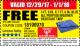 Harbor Freight FREE Coupon HFT 5 FT. 6 IN. X 7 FT. 6 IN. BLUE ALL-PURPOSE WEATHER-RESISTANT TARP Lot No. 953/69210 Expired: 1/1/18 - FWP