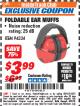 Harbor Freight ITC Coupon FOLDABLE EAR MUFFS Lot No. 70040 Expired: 3/31/18 - $3.99