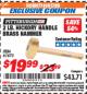 Harbor Freight ITC Coupon 2 LB. HICKORY HANDLE BRASS HAMMER Lot No. 61873 Expired: 9/30/17 - $19.99