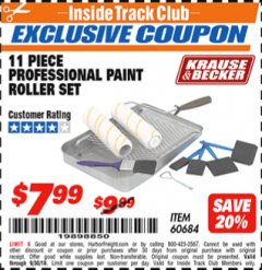 Harbor Freight ITC Coupon 11 PIECE PROFESSIONAL PAINT ROLLER SET Lot No. 60684 Expired: 9/30/18 - $7.99