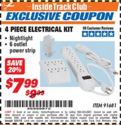 Harbor Freight ITC Coupon 4 PIECE ELECTRICAL KIT Lot No. 91681 Expired: 5/31/19 - $7.99