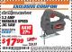 Harbor Freight ITC Coupon 3.2 AMP VARIABLE SPEED JIG SAW Lot No. 62405/69436 Expired: 7/31/17 - $17.99