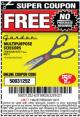 Harbor Freight FREE Coupon GORDON MULTIPURPOSE SCISSORS Lot No. 47877/60274/63520 Expired: 1/2/17 - NPR