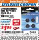 Harbor Freight ITC Coupon Lithium Button Cell Batteries Pack of 4 Lot No. 68129 Expired: 12/31/16 - $1.99