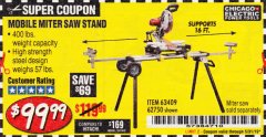 Harbor Freight Coupon CHICAGO ELECTRIC HEAVY DUTY MOBILE MITER SAW STAND Lot No. 63409/62750 Expired: 3/31/19 - $99.99